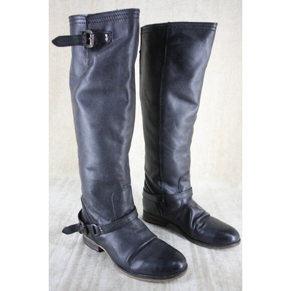 Steve Madden Rover Black Leather Over Knee Riding Boots Size 5.5 Low Heel $199 - Picture 9 of 10